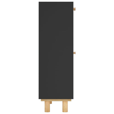 Kenkäkaappi musta 52x25x80 cm tekninen puu/luonnonrottinki