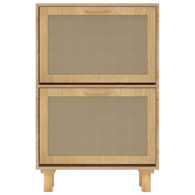 Kenkäkaappi ruskea 52x25x80 cm tekninen puu/luonnonrottinki