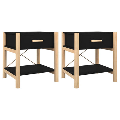 Yöpöydät 2 kpl musta 42x38x45 cm tekninen puu