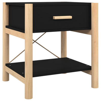 Yöpöydät 2 kpl musta 42x38x45 cm tekninen puu
