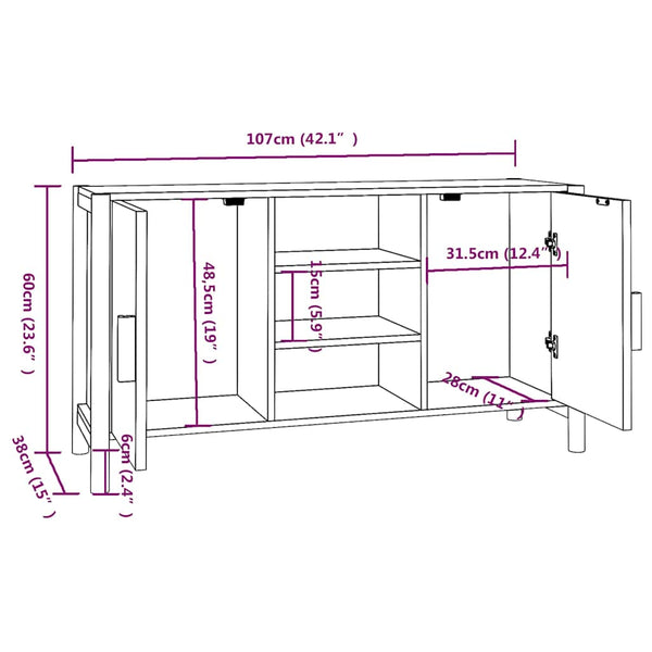 Senkki musta 107x38x60 cm tekninen puu