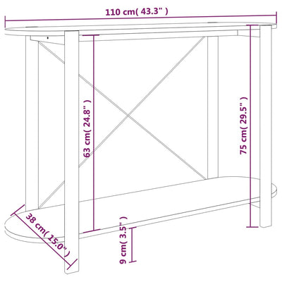 Konsolipöytä musta 110x38x75 cm tekninen puu
