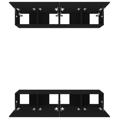 TV-kaapit 4 kpl musta 80x30x30 cm tekninen puu