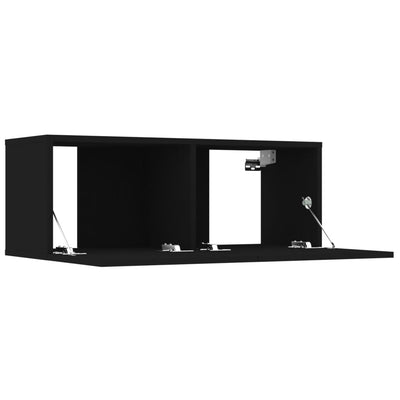 TV-kaapit 4 kpl musta 80x30x30 cm tekninen puu