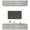 TV-kaapit 4 kpl betoninharmaa 80x30x30 cm tekninen puu