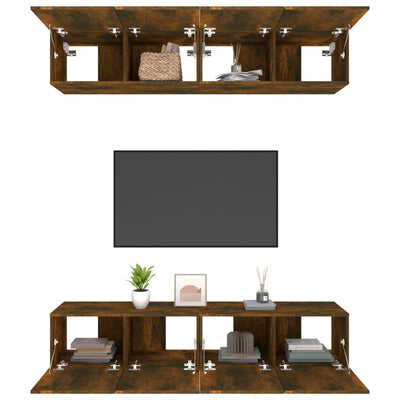 TV-kaapit 4 kpl savutammi 80x30x30 cm tekninen puu