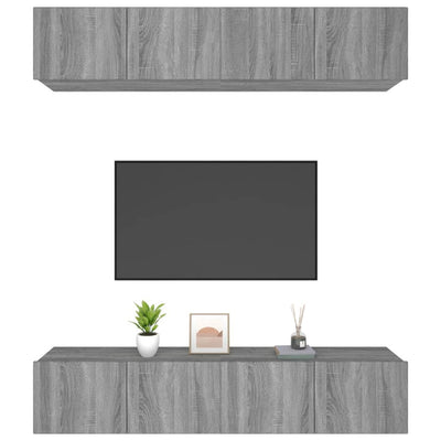 TV-kaapit 4 kpl harmaa Sonoma 80x30x30 cm tekninen puu