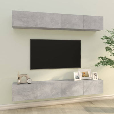 Betoninharmaa tv-seinäkaapit Epsichi 100x30x30cm (4 kpl)