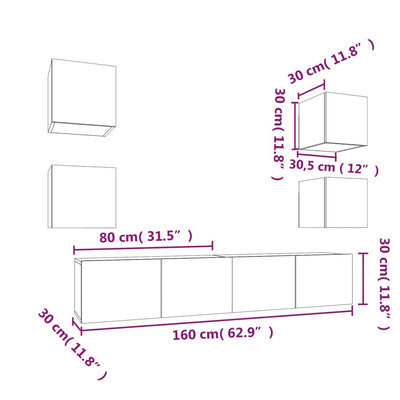Harmaa tv-kaappisarja Finaleta (6-osainen, sonoma puinen)