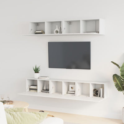 5-osainen TV-kaappisarja valkoinen tekninen puu