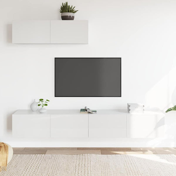 3-osainen TV-kaappisarja korkeakiilto valkoinen tekninen puu