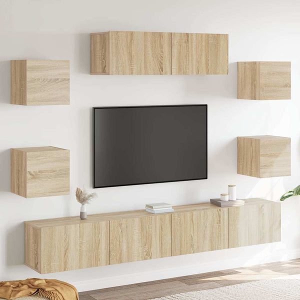 7-osainen TV-kaappisarja Sonoma-tammi tekninen puu