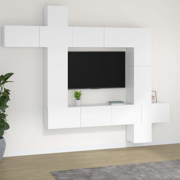 9-osainen TV-kaappisarja valkoinen tekninen puu