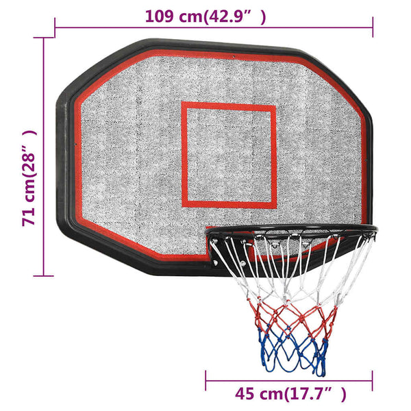 Koripallolevy musta 109x71x3 cm polyeteeni