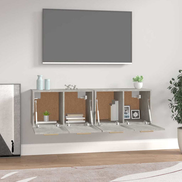 Seinäkaapit 2 kpl betoninharmaa 60x36,5x35 cm tekninen puu