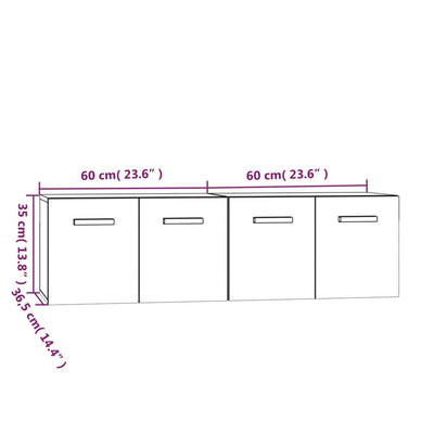 Seinäkaapit 2 kpl ruskea tammi 60x36,5x35 cm tekninen puu
