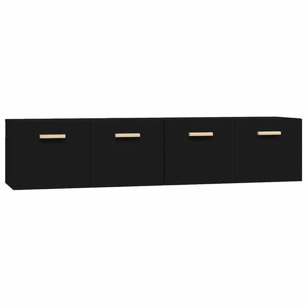 Seinäkaapit 2 kpl musta 80x35x36,5 cm tekninen puu