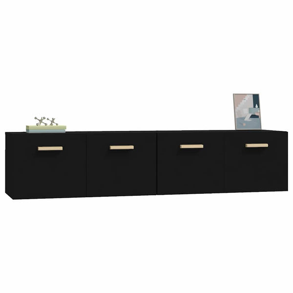Seinäkaapit 2 kpl musta 80x35x36,5 cm tekninen puu