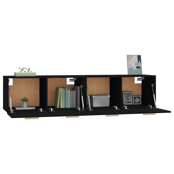 Seinäkaapit 2 kpl musta 80x35x36,5 cm tekninen puu