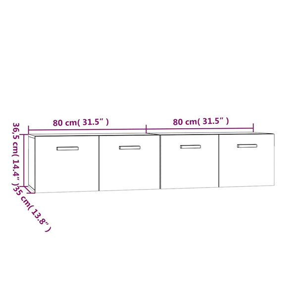 Seinäkaapit 2 kpl musta 80x35x36,5 cm tekninen puu