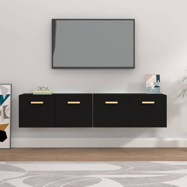 Seinäkaapit 2 kpl musta 80x35x36,5 cm tekninen puu