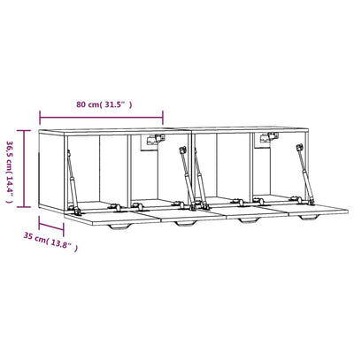 Seinäkaapit 2 kpl betoninharmaa 80x35x36,5 cm tekninen puu