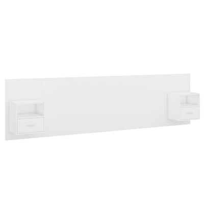 Valkoinen sängynpääty säilytystilalla Coroban (puinen)