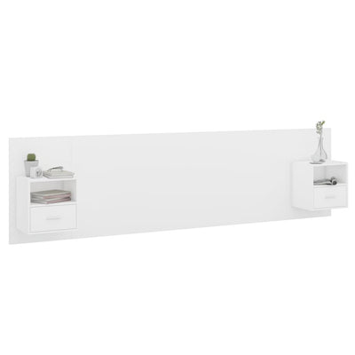 Valkoinen sängynpääty säilytystilalla Coroban (puinen)