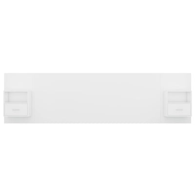 Valkoinen sängynpääty säilytystilalla Coroban (puinen)