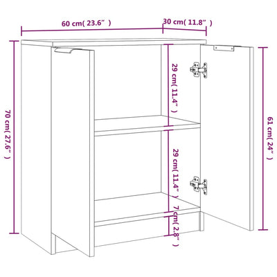 Senkit 2 kpl harmaa Sonoma 60x30x70 cm tekninen puu