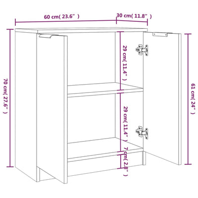 Senkit 2 kpl ruskea tammi 60x30x70 cm tekninen puu