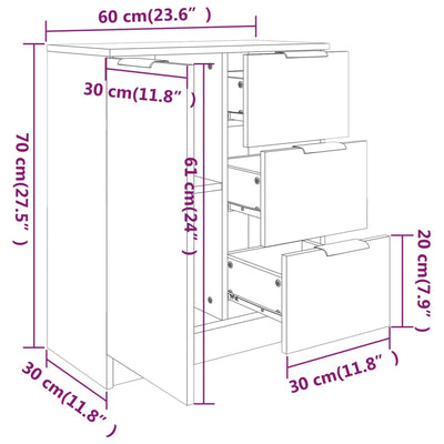 Senkit 2 kpl Sonoma-tammi 60x30x70 cm tekninen puu
