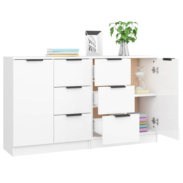 Senkit 2 kpl korkeakiilto valkoinen 60x30x70 cm tekninen puu