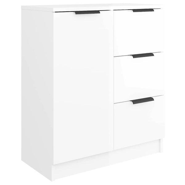 Senkit 2 kpl korkeakiilto valkoinen 60x30x70 cm tekninen puu