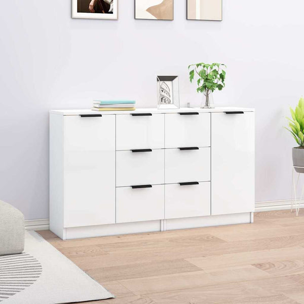 Senkit 2 kpl korkeakiilto valkoinen 60x30x70 cm tekninen puu