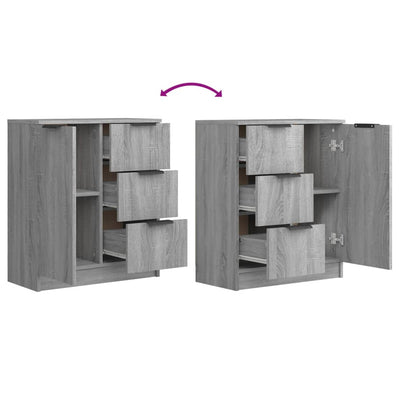 Senkit 2 kpl harmaa Sonoma 60x30x70 cm tekninen puu