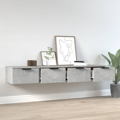 Seinäkaapit 2 kpl betoninharmaa 68x30x20 cm tekninen puu