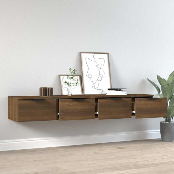Seinäkaapit 2 kpl ruskea tammi 68x30x20 cm tekninen puu