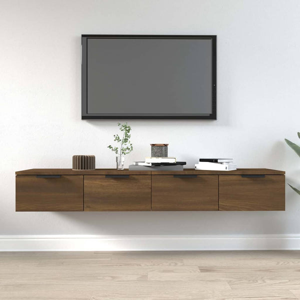 Seinäkaapit 2 kpl ruskea tammi 68x30x20 cm tekninen puu