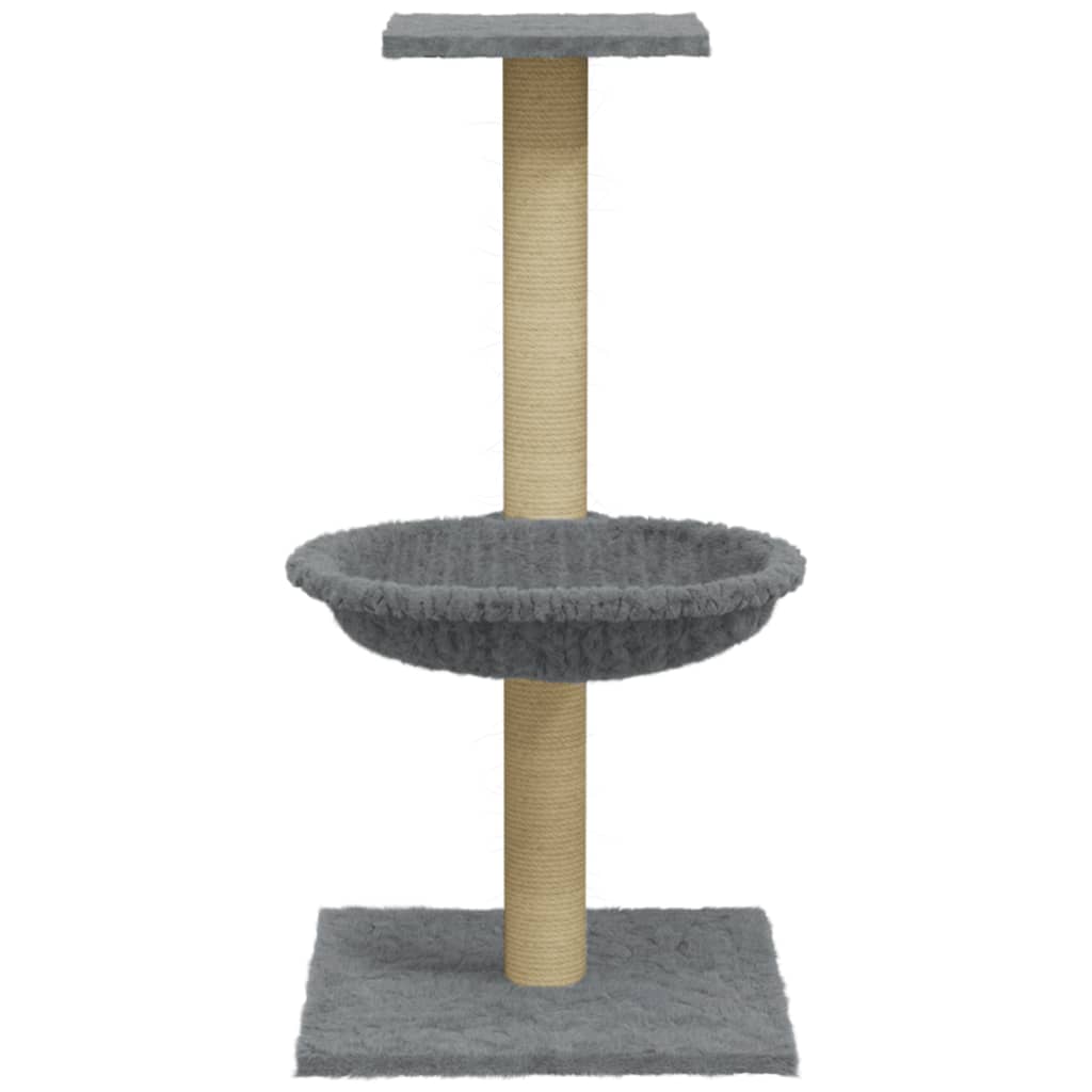 Vaaleanharmaa kissan kiipeilypuu sisal- raapimispylväällä Total 74cm