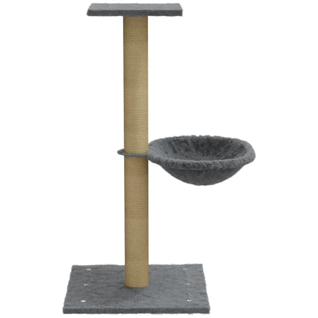 Vaaleanharmaa kissan kiipeilypuu sisal- raapimispylväällä Total 74cm