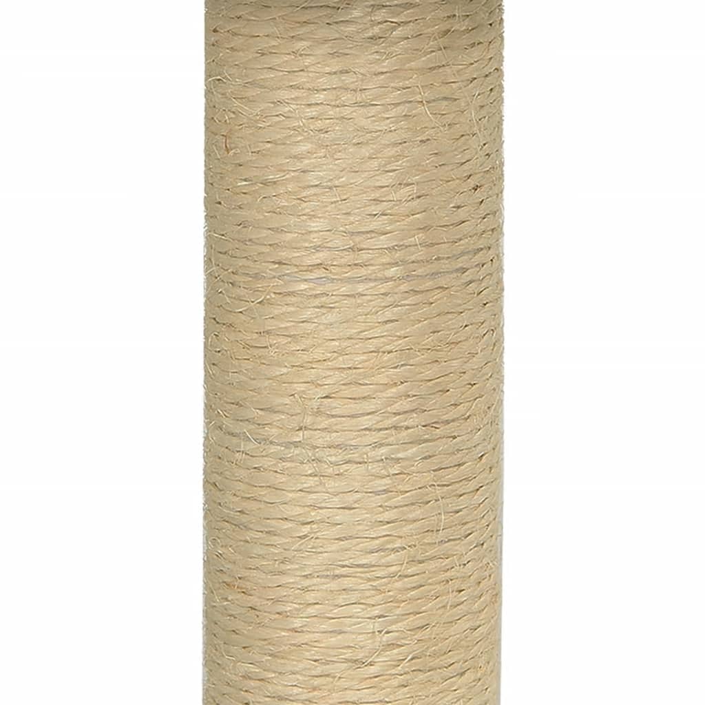 Vaaleanharmaa kissan kiipeilypuu sisal- raapimispylväällä Total 74cm