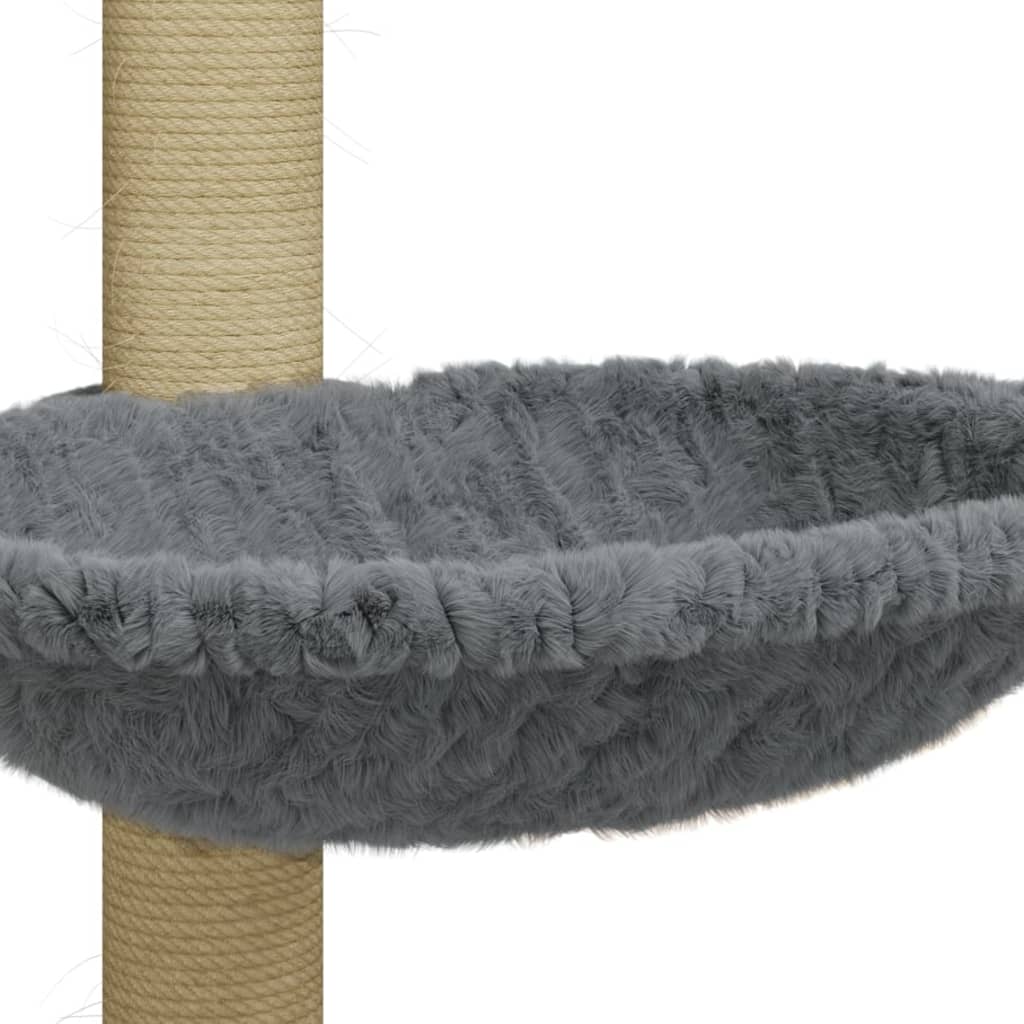 Vaaleanharmaa kissan kiipeilypuu sisal- raapimispylväällä Total 74cm