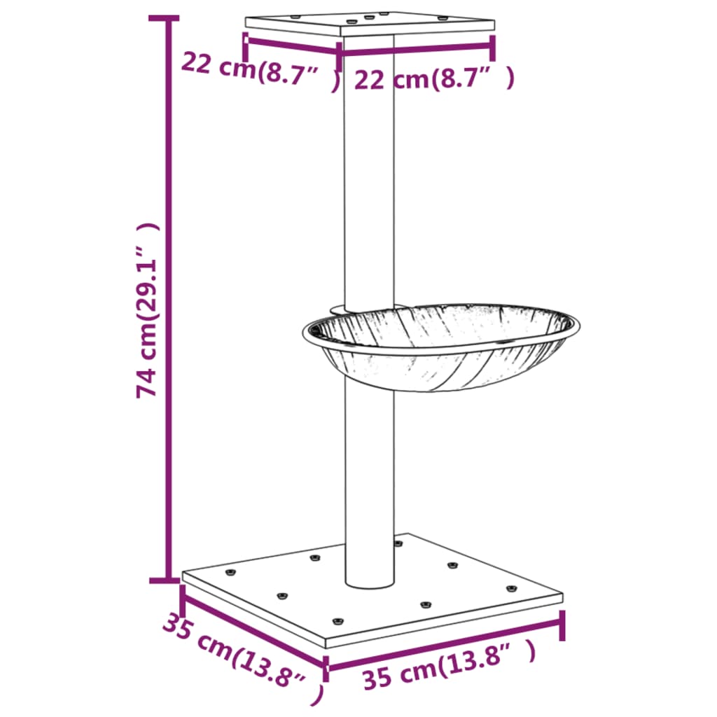 Vaaleanharmaa kissan kiipeilypuu sisal- raapimispylväällä Total 74cm