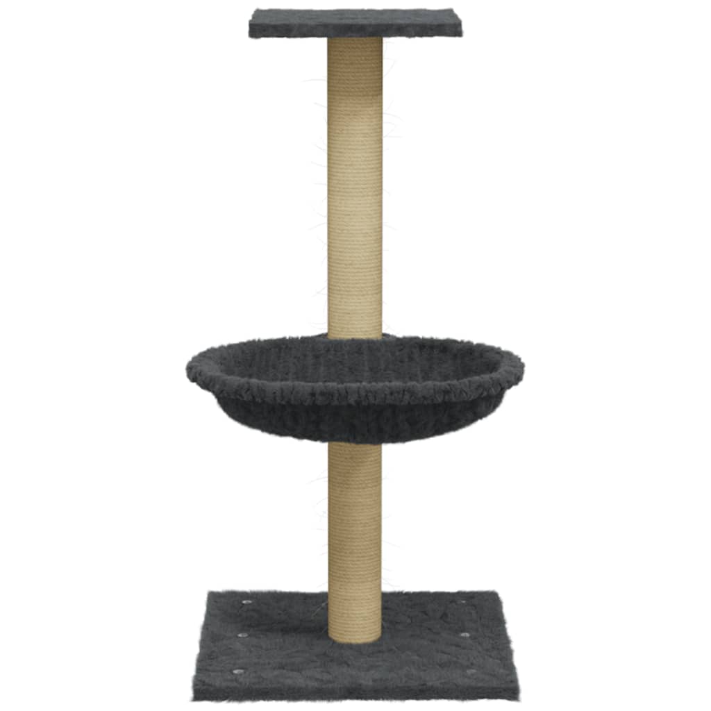 Tummanharmaa kissan kiipeilypuu sisal- raapimispylväällä Total 74cm