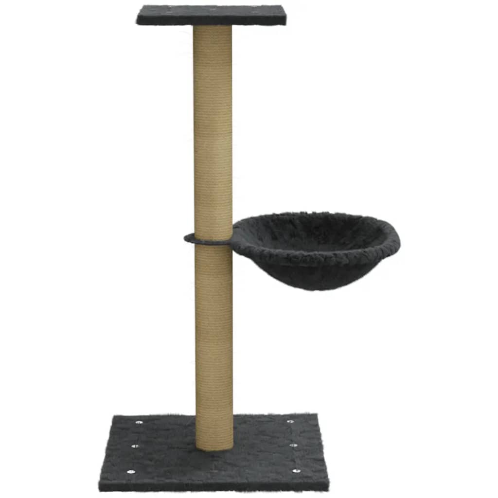Tummanharmaa kissan kiipeilypuu sisal- raapimispylväällä Total 74cm