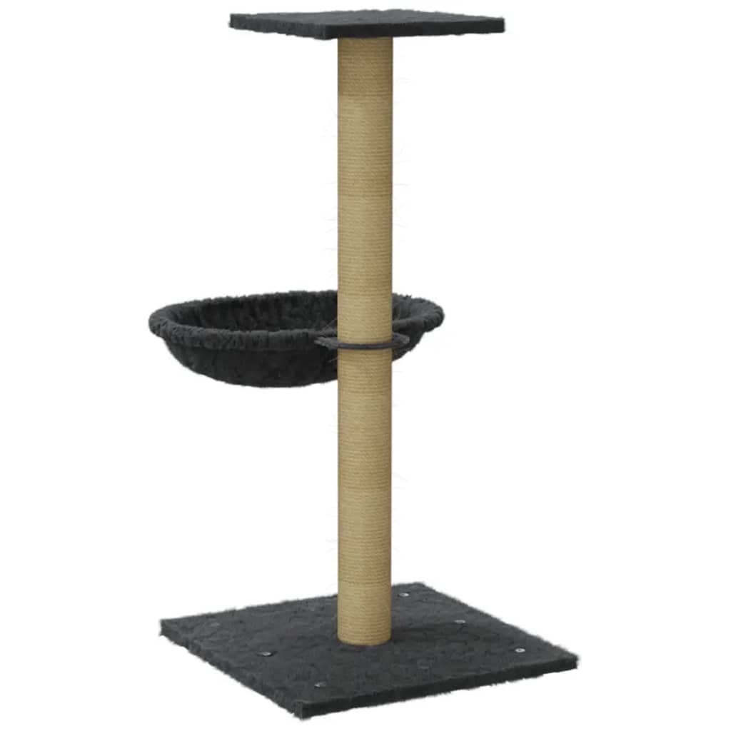 Tummanharmaa kissan kiipeilypuu sisal- raapimispylväällä Total 74cm