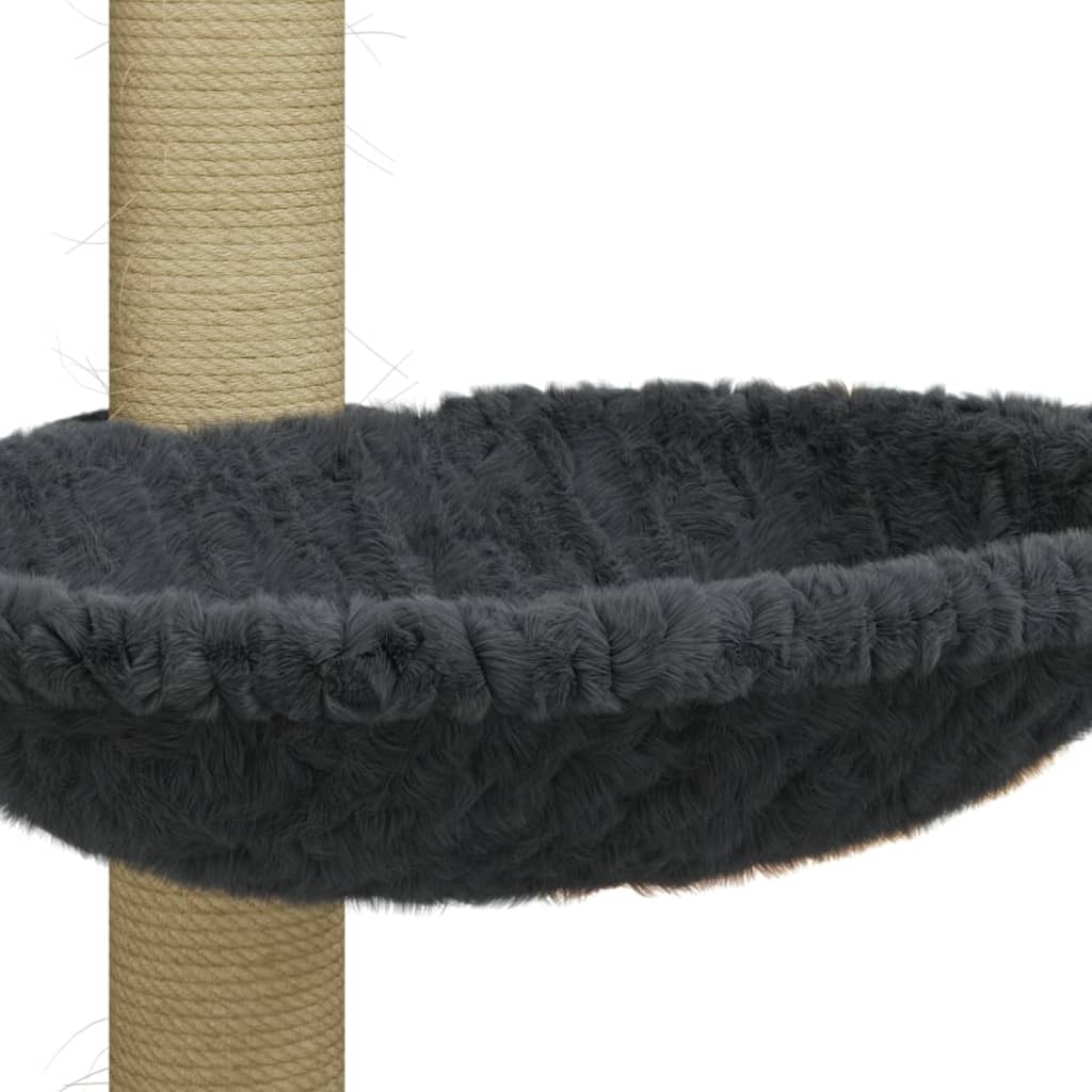 Tummanharmaa kissan kiipeilypuu sisal- raapimispylväällä Total 74cm