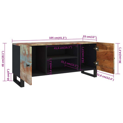 TV-taso 105x33x46 cm kierrätetty täyspuu