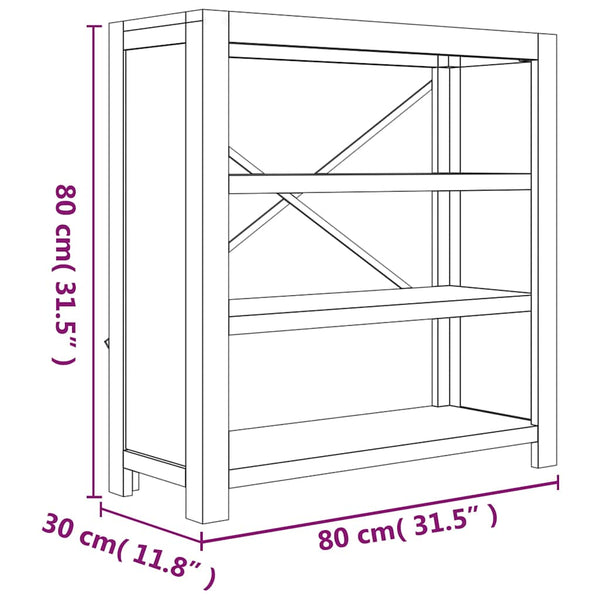 3-tasoinen Kirjahylly 80x30x80 cm täysi akaasiapuu